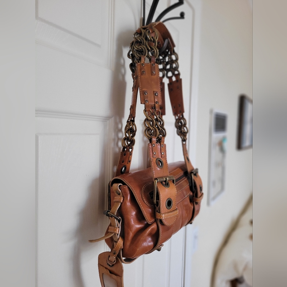 Vintage (2004) Chloé embossed leather chain strap bag, Tan/Cognac